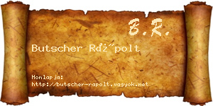 Butscher Rápolt névjegykártya